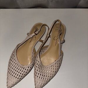 Woven Slingback Flats in Cream